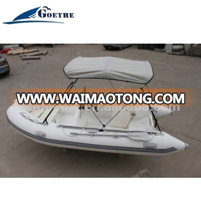 RIB390 CE certificate and Korean PVC fiberglass hull small boat with bimini Top