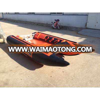 12.3 ft Aluminum floor and stainless steel transom inflatable sailing catamaran